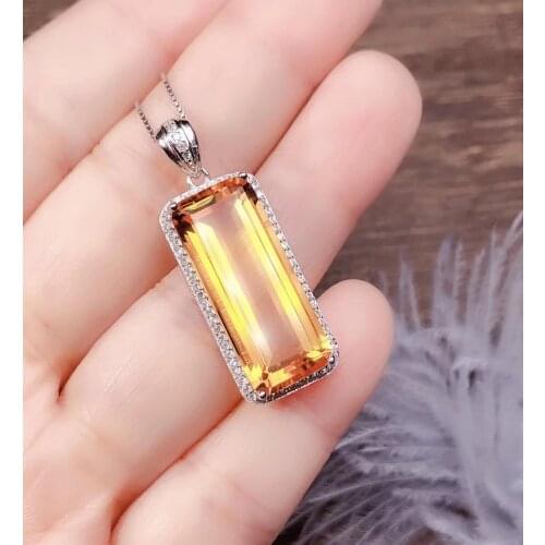 The best gift for engagement Citrine Necklace Pendant 925 sterling silver Fine jewelry Natural And Real Citrine Necklace