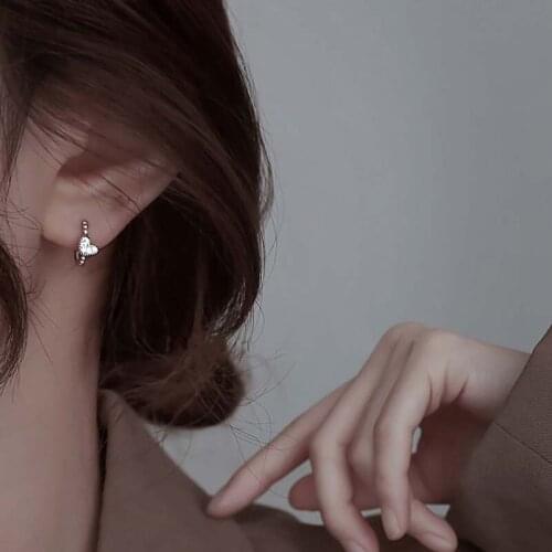 Luckydays Cute Grace Style Silver Heart Earring Sweet Small Shiny Zircon Earring For Girl Women Earring Birthday Gift