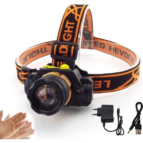 Powerful XPE Q5 Led Headlamp sensor headlight frontal head torches Flashlight rechargeable 18650 Lamp light Night camping riding