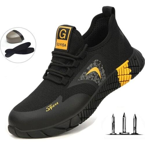 Mens Safety Shoes Boots With Steel Toe Cap Casual Mens Boots Work Indestructible Shoes Puncture-Proof Work Sneakers