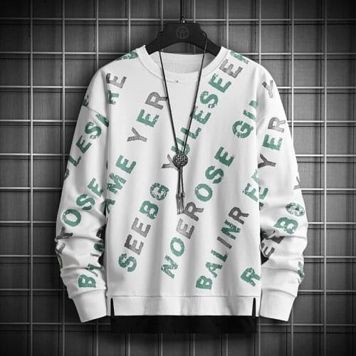 Men Hoodies Cotton Sweatshirts 2021 Spring Summer Men Casual Letter Print O-Neck Long Sleeves Men Sweatshirt Hoodies Tops Male