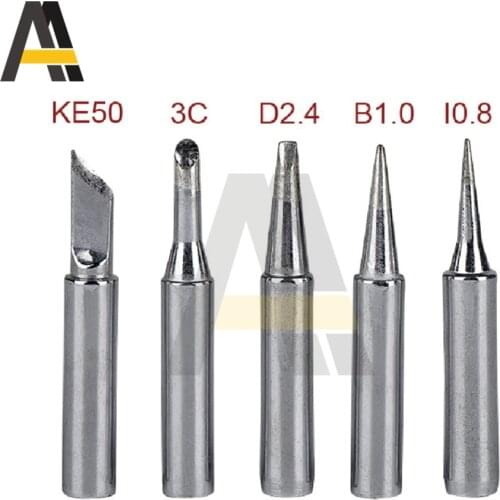 5pcs Soldering Iron Pure Copper I+B+K+2.4D+3C 900M Soldering Iron Head Set Inside Hot Bare Copper Electric Soldering Iron Tip