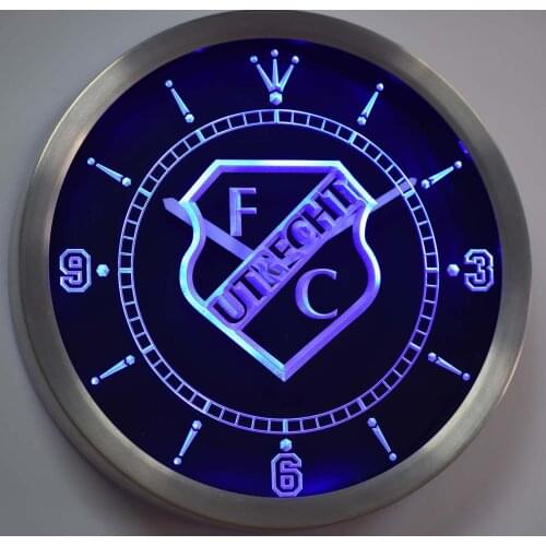 Nc1007 FC Utrecht Football Club Eredivisie Neon Light Signs LED Wall Clock