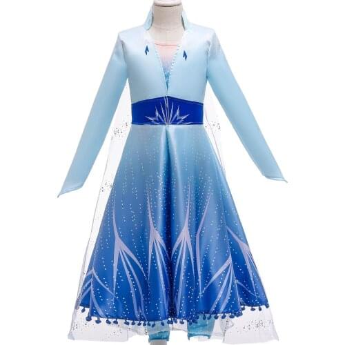 2020 New Frozen 2 Cosplay Dress Disney Princess Elsa Anna Mesh Dress Set for Baby Girl Princess Dress Chritmas Party Costume