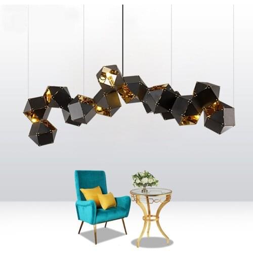 NEW Nordic Modern Pendant Lights Metal Faceted Pendant Lamp Villa Hotel Gallery Bar Home Living room restaurant E14 hanging lamp