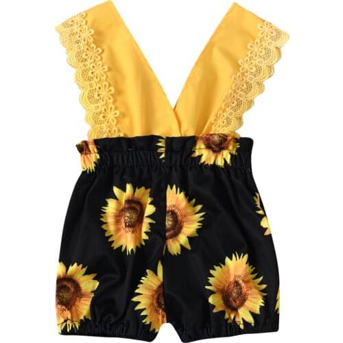 1-5Y Girl Clothes Baby Girl Clothes Sunflower Print One-Piece Suit Home Wear Kids Clothes одежда для девочек комплекты одежды