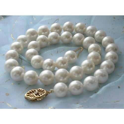 Freshwater Pearl Necklace,17inches 10-12mm White Round Freshwater Cultured Pearls Jewellery,Womens Wedding Party Gift