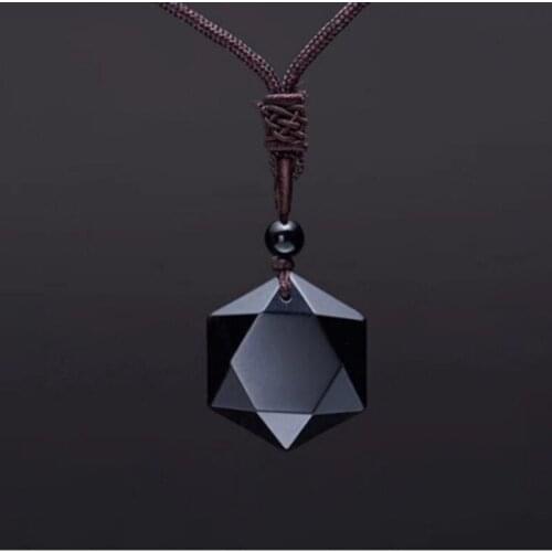 Black Star Of David Necklaces Women Natural Lazurite Wealth Pendant Necklaces Amulet Pendant Energy Stone Judaism Jewelry