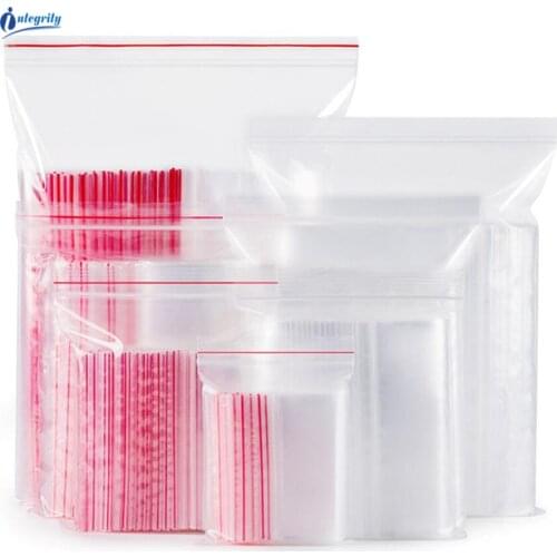 INTEGRITY Various size Transparent Self Sealing Gift/Cookie/Cloth storage pouches Reusable Clear Zip lock plastic packaging bags