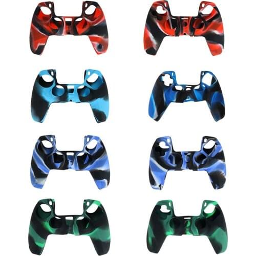Camouflage Handle Sleeve Silicone Case Dustproof Skin Protective Cover Anti-Slip for S-ony PlayStation PS5 Controller