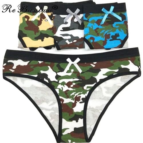 2021 5pcs sexy camouflage cotton girl underwear sport womens briefs lady panties Female Lingeries For Women Underpants