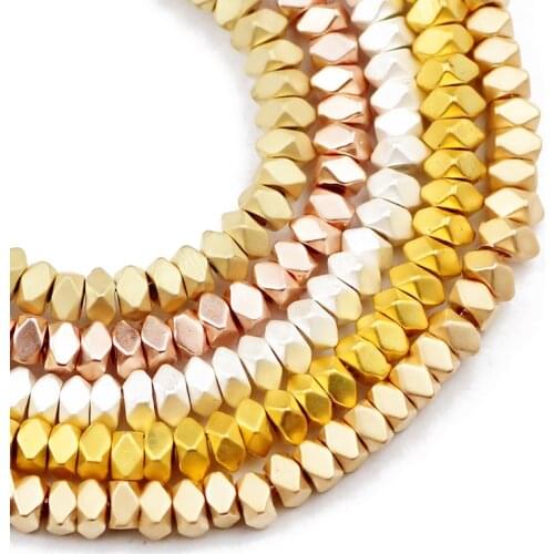 YHBZRET Natural Stone Matte Faceted Square Hematite Beads 3mm Spacer Loose Beads For Jewelry Making 15‘’ Diy bracelets necklace