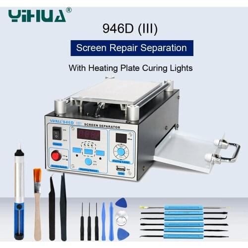 YIHUA LCD Separator Built-In Vacuum Pump Phone Glass Split Screen Repair Separation Machine With Heating Plate Curing Lights