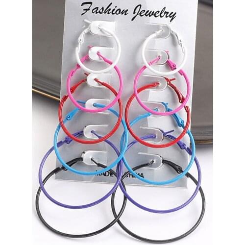 Colorful Big Circle Round Hoop Earrings 2020 Women Earring Jewelry Punk Rock Retro Earrings AM2085