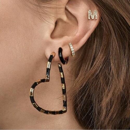 2019 New Metal Za Love Heart Earrings For Women Jewelry Big Drop Earrings Bohemian Ethnic Indian Long Dangle Earrings Female