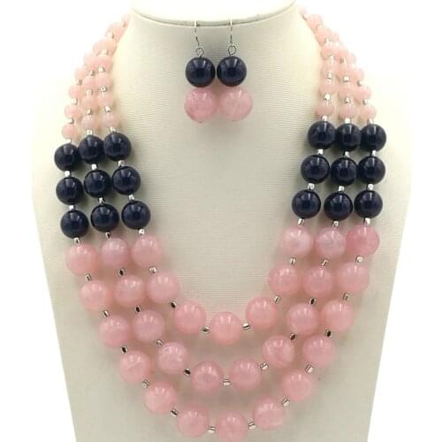 2020 European Boho Fashion Beads Bohemia Jewelry Sets Handmade Strand Beaded 3 Multi Layer Necklace Set Earrings Women Duftgold