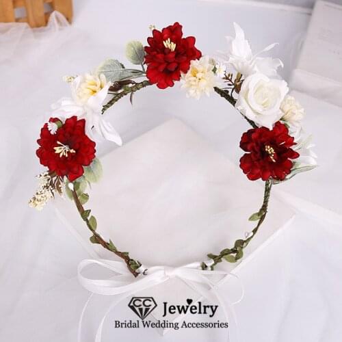 CC Flower Headbands Women Hair Accessories Wedding Crown Engagement Jewelry Bridal Hairbands Bohemia Wreath 100% Handmade 58375