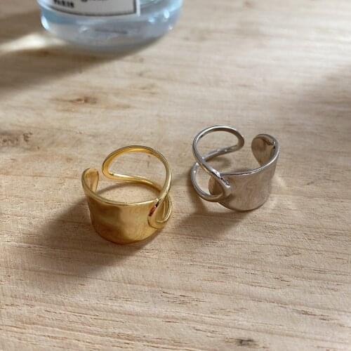 SHANICE 925 Sterling Silver Open Ring Irregular Rings Geometric Rings for Women Minimalist Textured Wedding Women Anti-Allergy