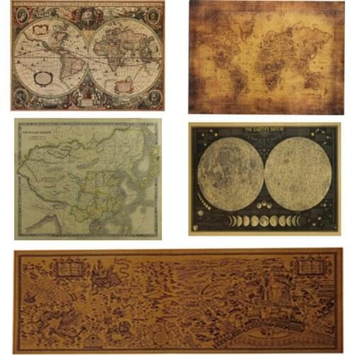 2 pcs Classic Retro Poster World Map Personalized Travel Map World Map Poster Home Decoration Artist Office Wall Stickers