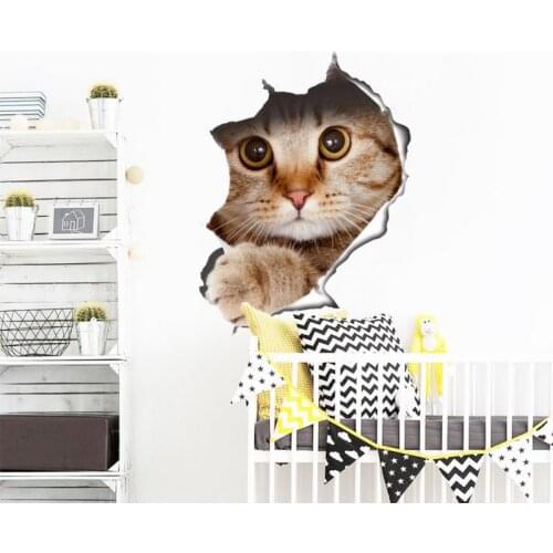 1PC 3D Cute DIY Various Cute Kitten Animal Cartoon Cat Wall Sticker 3D Vivid Baby Kid Room Bathroom Decors Peel Toilet Sticker