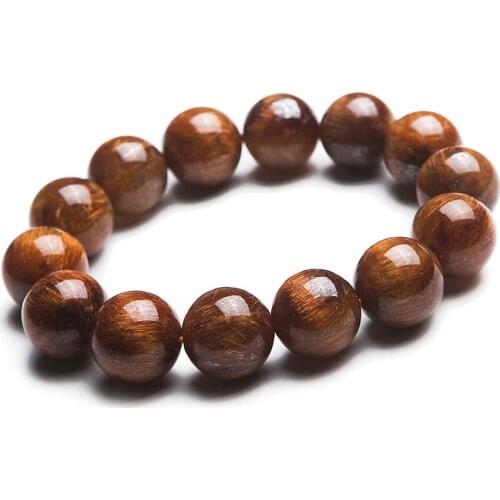 17mm Big Natural Genuine Copper Needle Rutilated Quartz Crystal Round Beads Bracelets Women Mens Stretch Charm Powerful Bracelet