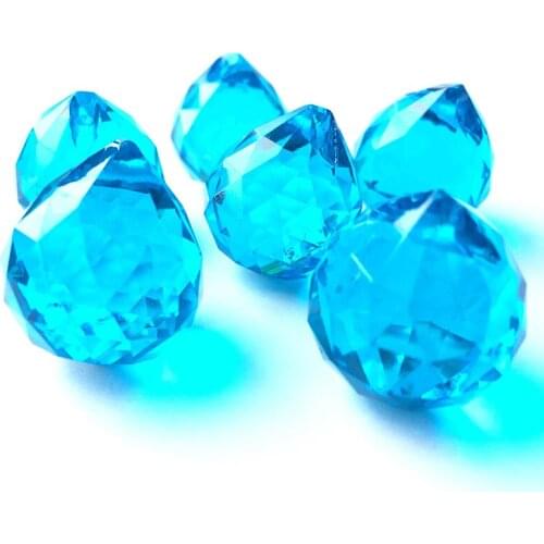 260pcs (Free Rings) 20mm Aqua Faceted Crystal Chandelier Parts Prisms Lighting Balls Glass Suncatcher Wedding Home Decoration
