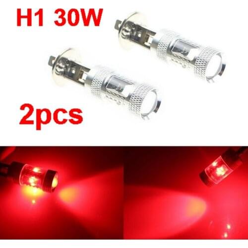 2X Red H1 30W Car LED light Fog Bulb Driving Running Lamp