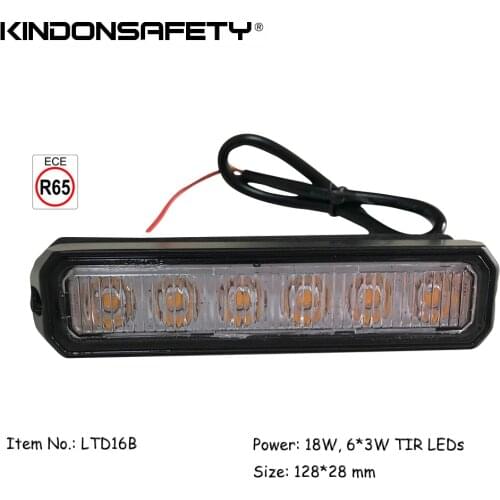 50pcs Free shipping! ECE R65 R10 approved 18W car strobelight 6 LED lighthead surface mount grille light multivolt