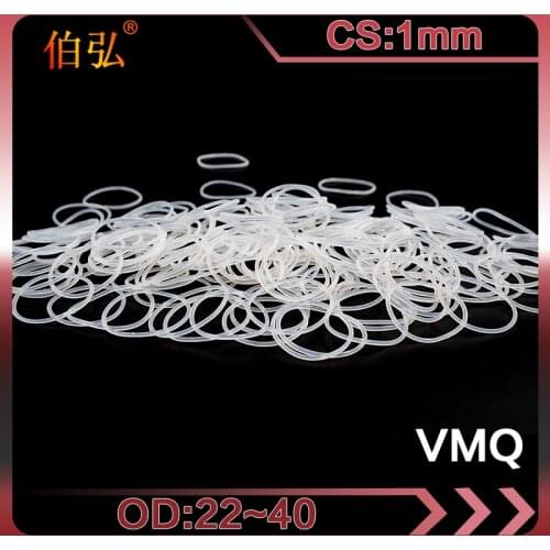 White Silicon O-Ring 5PCS/lot Silicone/VMQ CS1mm OD22/23/24/25/26/27/28/30/34/40mm O Ring Seal Rubber Gasket Rings Washer