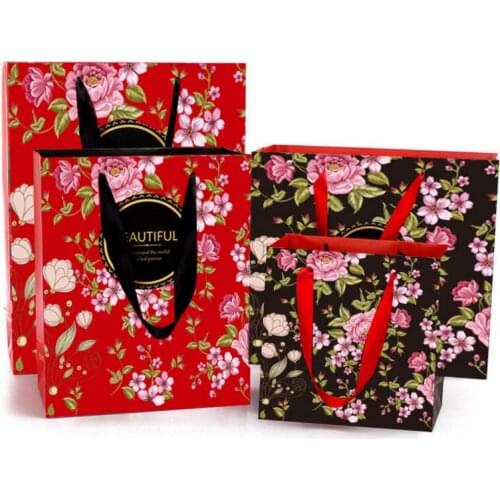 20pcs Color Flower Print Paper Handbag Dessert Cookies Cake Packaging Bags Wedding Easter Birthday Gift Bags