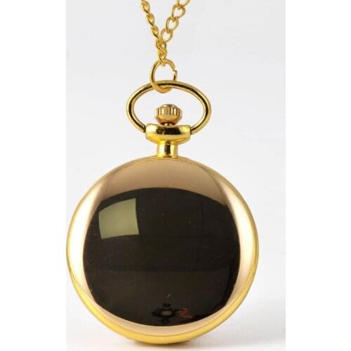Watch New Fashion Retro Double-Sided Smooth Gold Quartz Pocket Watch Retro Men and Women Wolf Pendant Necklace Antique Jewelry