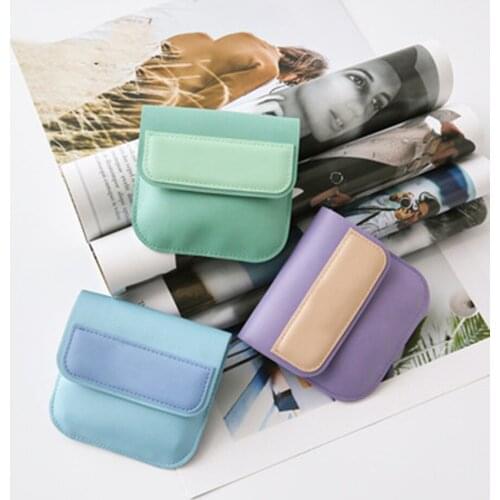 Mini Two-tone Coin Purse Portable Earphone Protective Sleeve Card Bag Small Sundries Lipstick Storage Colorblock Hasp Wallet