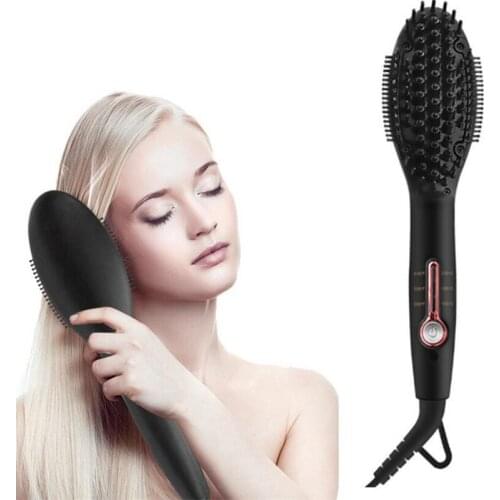 Electric Ionic 3D Hair Straightener Brush Women Flat Iron Wand Fast Heat Salon Styling Straighter Hairbrush Straightening Comb