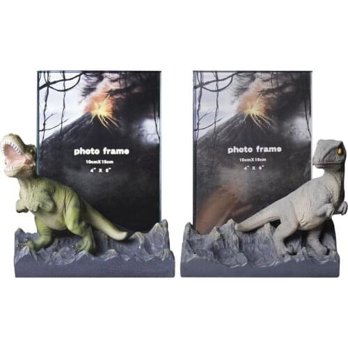 6Inches 10x15cm Creativity 3D Dinosaur Photo Frame Dinosaur Resin Statue Desktop Picture Frame Decor Kids Birthday Gifts
