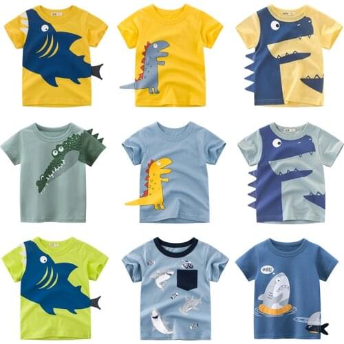 Baby Boys T Shirt Cotton Tops Tees For Boy Cartoon Dinosaur Print Kids Outwear children Clothes Tops 2-8 Year Boys Clothes