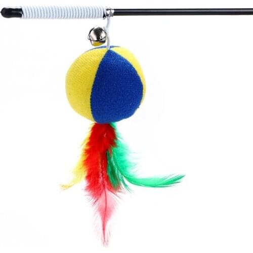 Cat Teaser Wand Faux Feather Kitten Toy Plush Cat Interactive Toy Kitten Teaser Stick Pet Toy Cat Interactive Toy Pet Supplies