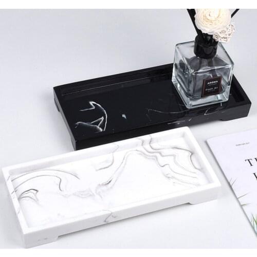 Imitation Marble Resin Tray Cotton Swab Storage Box Organizer for Cosmetic Makeup Pad Holder Jewelry Canister Bathroom Organiser