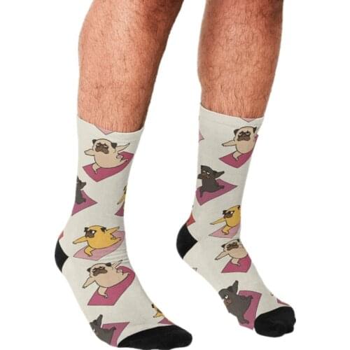 2021 Funny Socks Men harajuku Pugs Warrior Socks personality Printed Happy hip hop Novelty Skateboard Crew Casual Crazy Socks