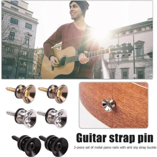 Guitar Pegs for Ukulele Acoustic Electric Bass Guitar Strap Buckle Lock Button Bolts Metal End Locking Parts Black Gold