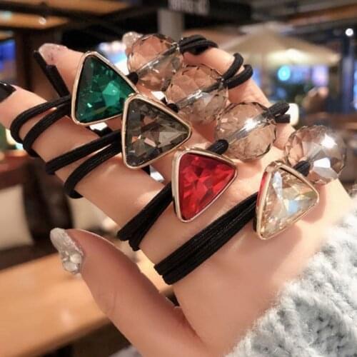 Korea Colorful Geometric Crystal Ball Elastic Hair Bands Rubber Band Hair Accessories For Girls Hair Ties Gum for Hair
