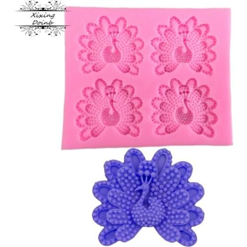 Lovely peacock shaped fudge chocolate cake decoration tool silica gel mold Kitchen Baking appliance