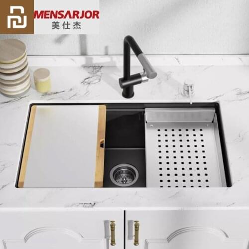 Youpin Multifunctional Nano Sink Nano Antifouling Coating Stainless Steel Sink With Chopping Board Drain Basket Soap Dispenser