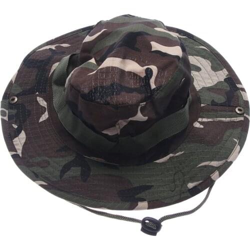 Fashion Military Camouflage Bucket Hats Unisex Jungle Camo Fisherman Hat With Wide Brim Sun Fishing Bucket Hat Camping Caps