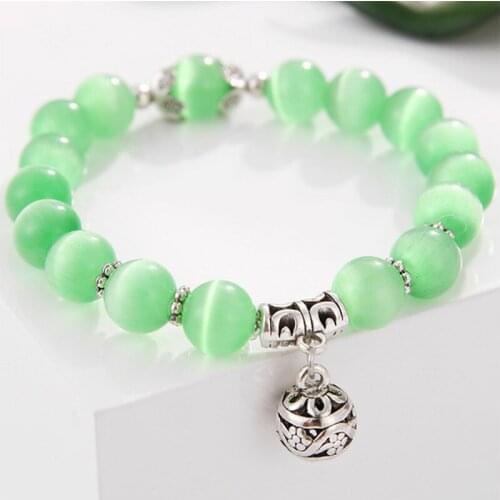 IFMIA 2019 Natural Opal Beads Bracelets Crystal Fashion Women Charm Bracelet Femme Vintage Stainless Steel Braceletes for Women