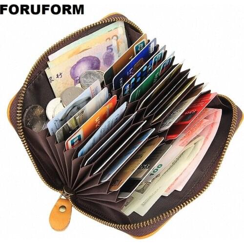 RFID Wallet Men 100% Genuine Leather Short Wallet Vintage Cow Leather Casual Man Wallets Purse Standard Card Holders LI-2297