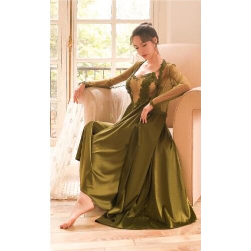 Silk Night Gown and Robe for Women Summer Satin Robe and Spaghetti Strap Nighties Dress Mini Nighty Set 2 Pieces