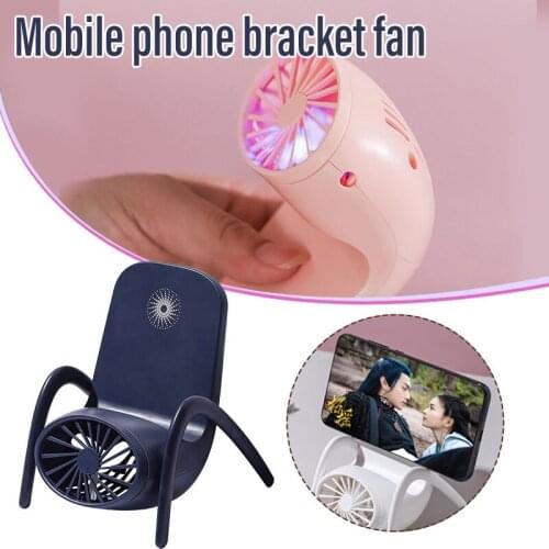 New Creative Mobile Phone Bracket Fan 3 In 1 Desktop Portable Mini Fan Chair Holder With Led Light Mobile Phone Universal Stand