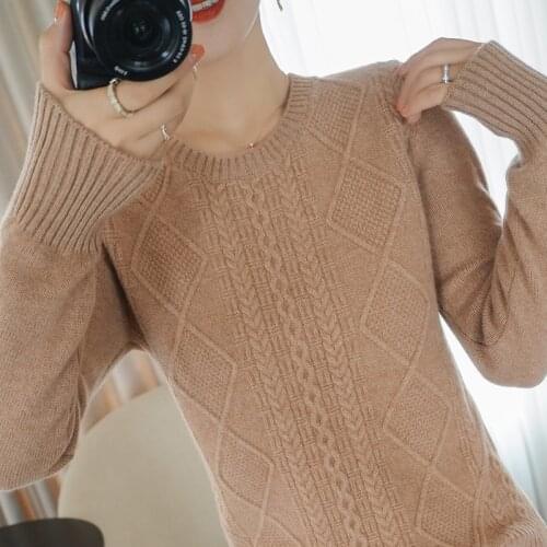SZDYQH Autumn Winter Womans Sweater O-Neck Cashmere Sweater Female Thicken Casual Basic Knit Pullover Long Sleeve Loose Jumper