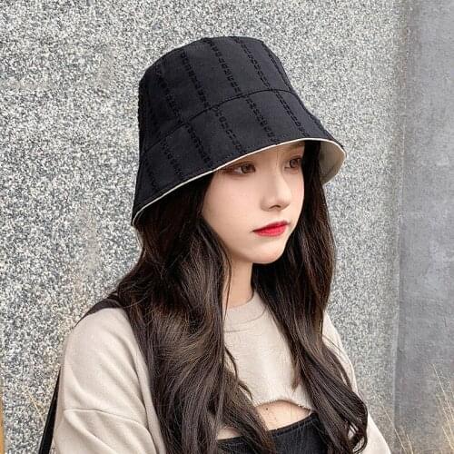 Bucket Hat Womens Cap 2021 Spring And Summer New Double-sided Cotton Fisherman Hat Women Casual Sunscreen Sun Hat Tide