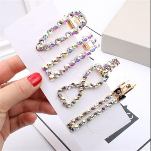 Luxury Shiny Crystal for Women Hairpins Vintage Long Barrettes Hair Clips Metal Hair Accessories Hairgrip Rhinestones Hairpins